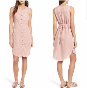 Billy T Pink Fray Hem Shirtdress Medium